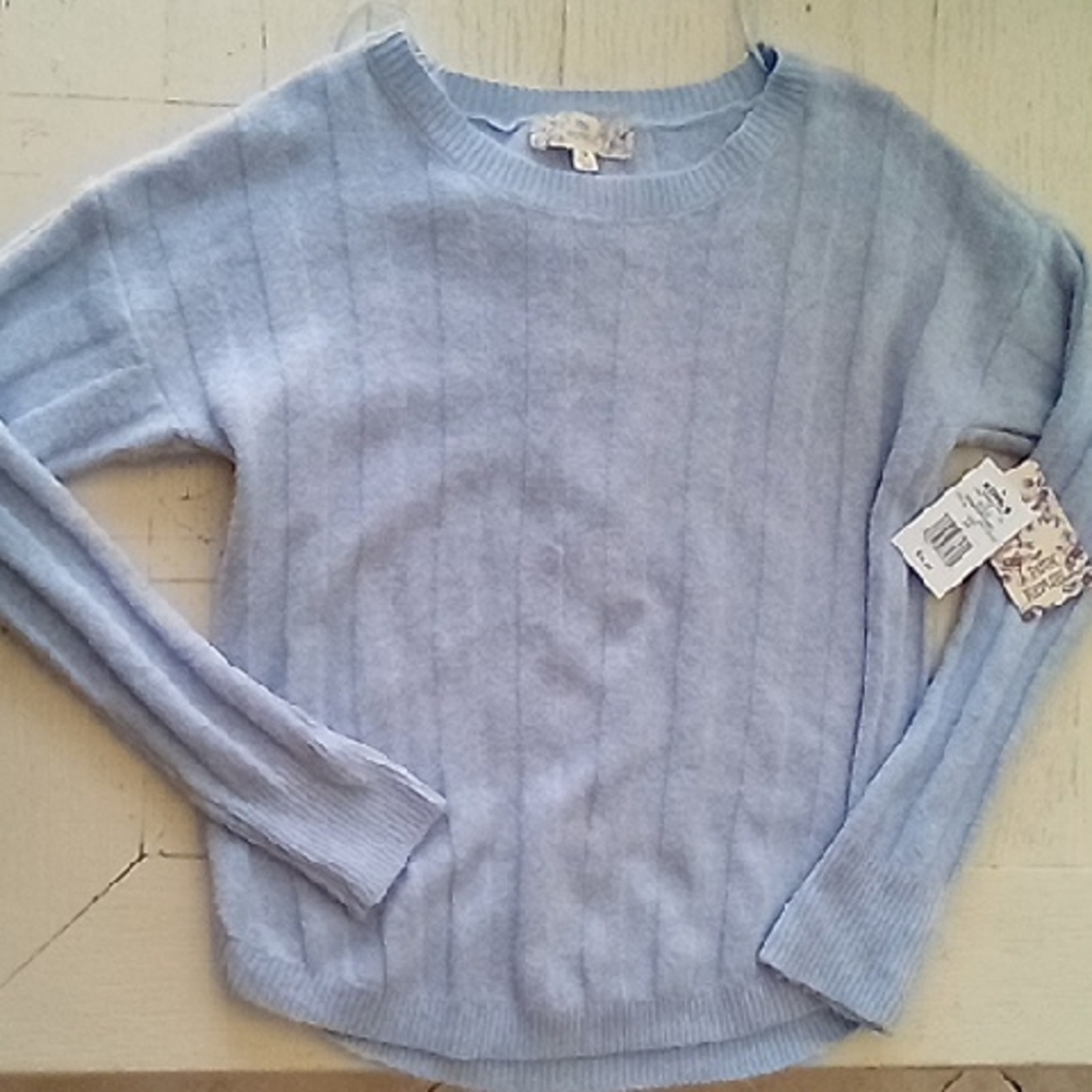 Pink Republic Blue Crew Neck Sweater Cozy Knit